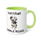 Caffeine & Doodle Kisses Mug — 11oz Accent Coffee Cup with Brown & White Doodle Design