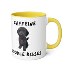 Caffeine & Doodle Kisses Mug — 11oz Accent Coffee Cup with Black Doodle Design
