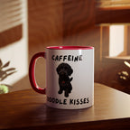 Caffeine & Doodle Kisses Mug — 11oz Accent Coffee Cup with Black Doodle Design
