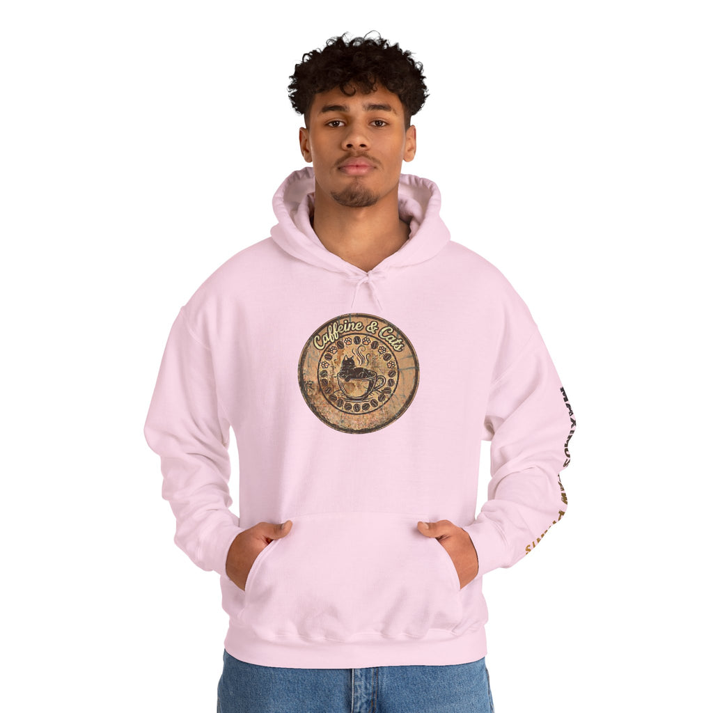 Caffeine & Cats Hoodie | Funny Cat Lover Sweatshirt | Cat Mom Coffee Gift