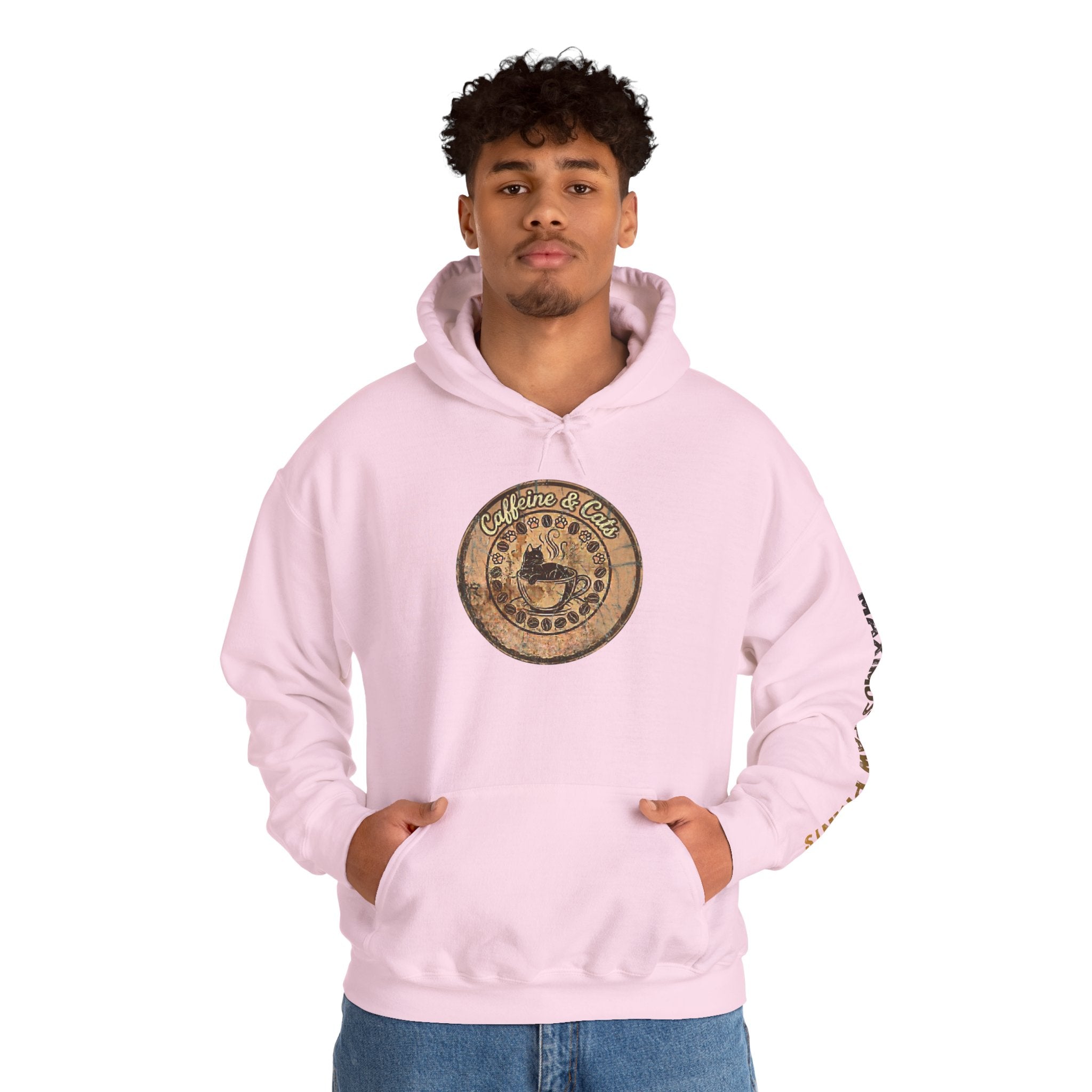 Caffeine & Cats Hoodie | Funny Cat Lover Sweatshirt | Cat Mom Coffee Gift
