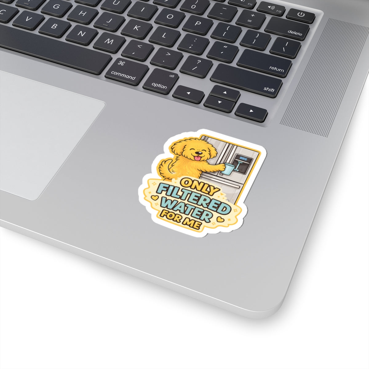 Only Filtered Water For Me Sticker — Cute Dog Refrigerator Pet Humor Kiss-Cut Sticker