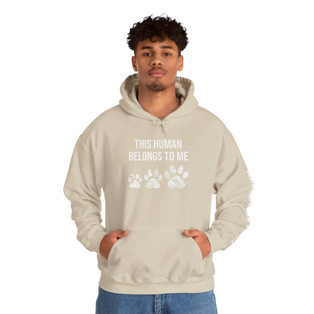 This Human Belongs To Me Hoodie | Funny Pet Lover Sweatshirt | Dog Mom Cat Mom Gift
