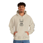 Pardon My French hoodie featuring a dapper French Bulldog
in glasses and bow tie, funny Frenchie lover sweatshirt and gift
