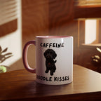 Caffeine & Doodle Kisses Mug — 11oz Accent Coffee Cup with Black Doodle Design