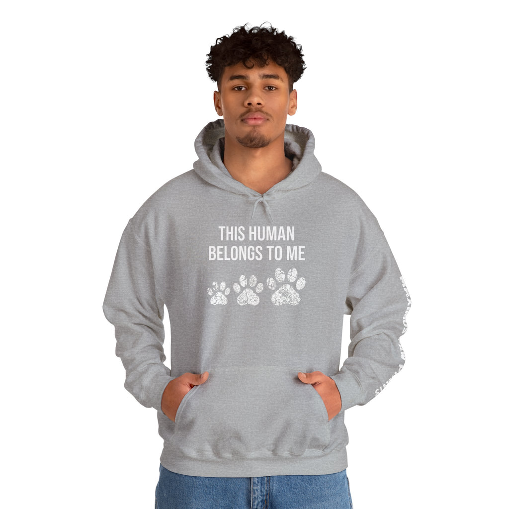 This Human Belongs To Me Hoodie | Funny Pet Lover Sweatshirt | Dog Mom Cat Mom Gift