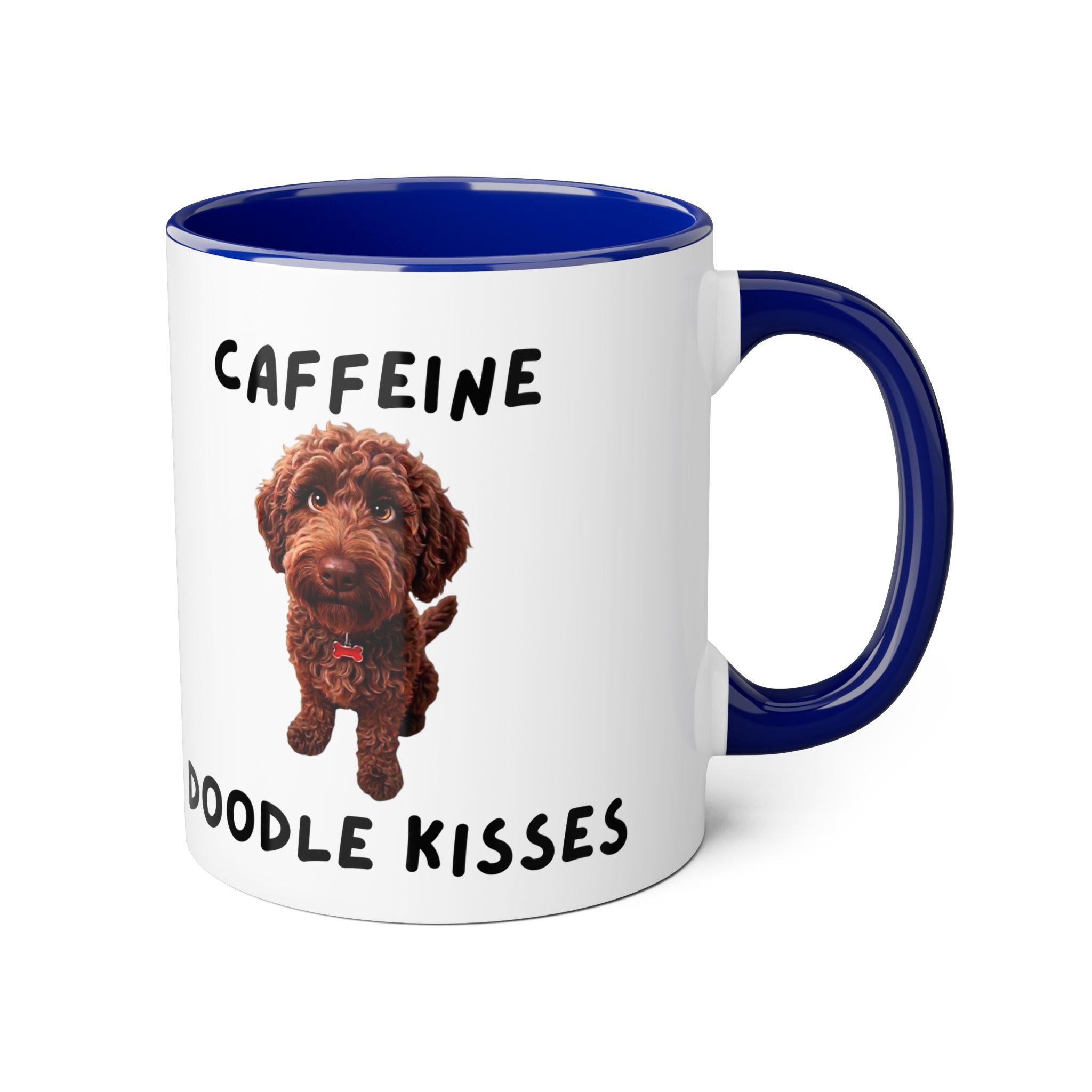 Caffeine & Doodle Kisses Mug — 11oz Accent Coffee Cup with Chocolate Doodle Design