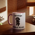 Caffeine & Doodle Kisses Mug — 11oz Accent Coffee Cup with Gray Doodle Design