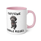 Caffeine & Doodle Kisses Mug — 11oz Accent Coffee Cup with Gray Doodle Design