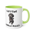 Caffeine & Doodle Kisses Mug — 11oz Accent Coffee Cup with Gray Doodle Design