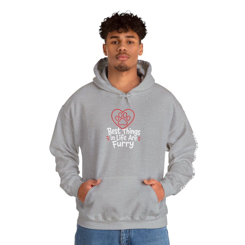 Best Things in Life Are Furry Hoodie | Funny Pet Lover Sweatshirt | Dog Mom Cat Mom Gift