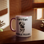 Caffeine & Doodle Kisses Mug — 11oz Accent Coffee Cup with Brown & White Doodle Design