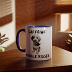 Caffeine & Doodle Kisses Mug — 11oz Accent Coffee Cup with Brown & White Doodle Design