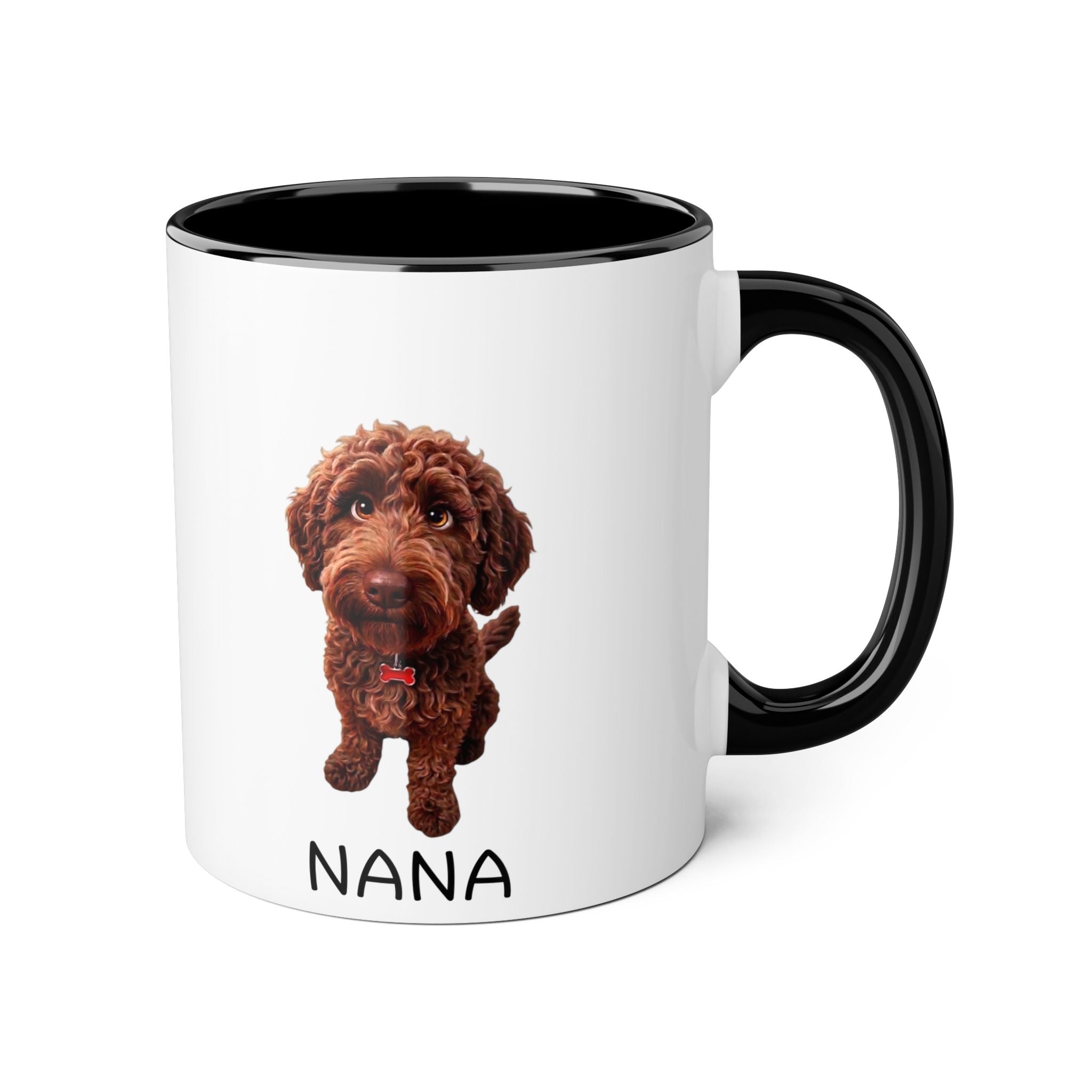 Nana — 11oz Accent Coffee Cup with Chocolate Doodle Design