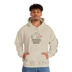 Rescued is My Favourite Breed hoodie with heartbeat dog
silhouette and pink paw print, adopt don't shop rescue pet lover sweatshirt