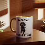 Caffeine & Doodle Kisses Mug — 11oz Accent Coffee Cup with Gray Doodle Design