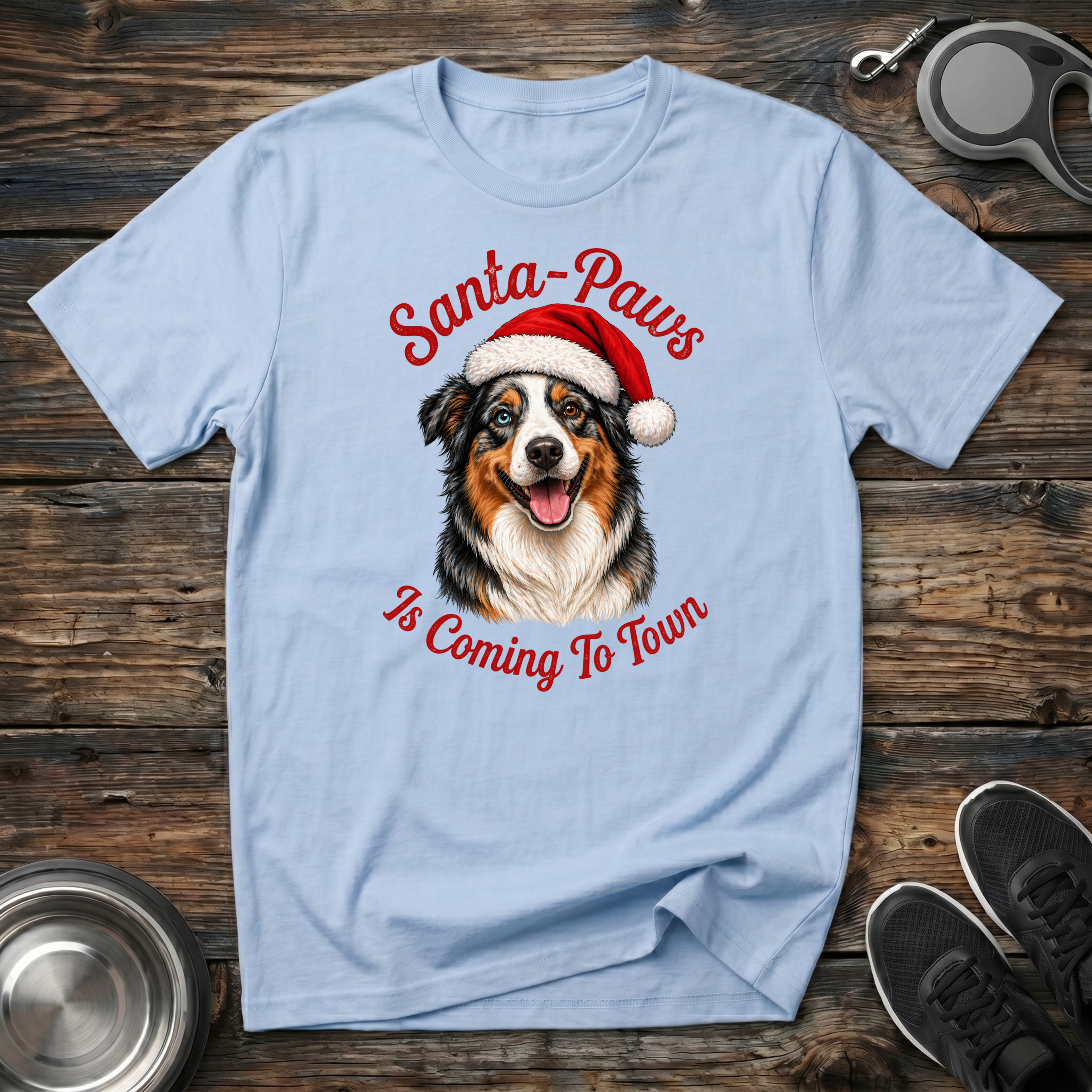 Santa Paws is Coming to Town T-Shirt | Funny Christmas Dog Tee | Aussie Dog Mom Gift