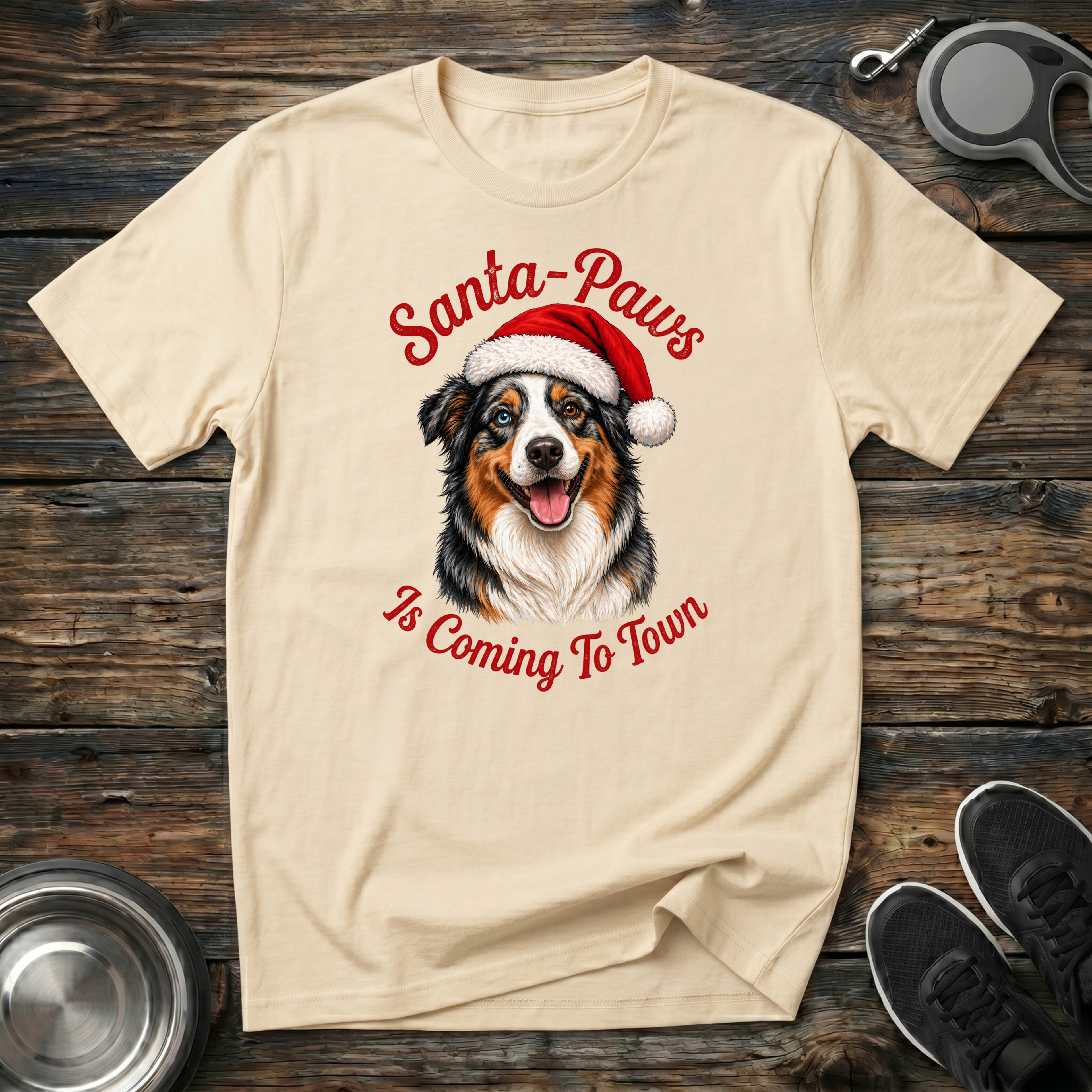Santa Paws is Coming to Town T-Shirt | Funny Christmas Dog Tee | Aussie Dog Mom Gift