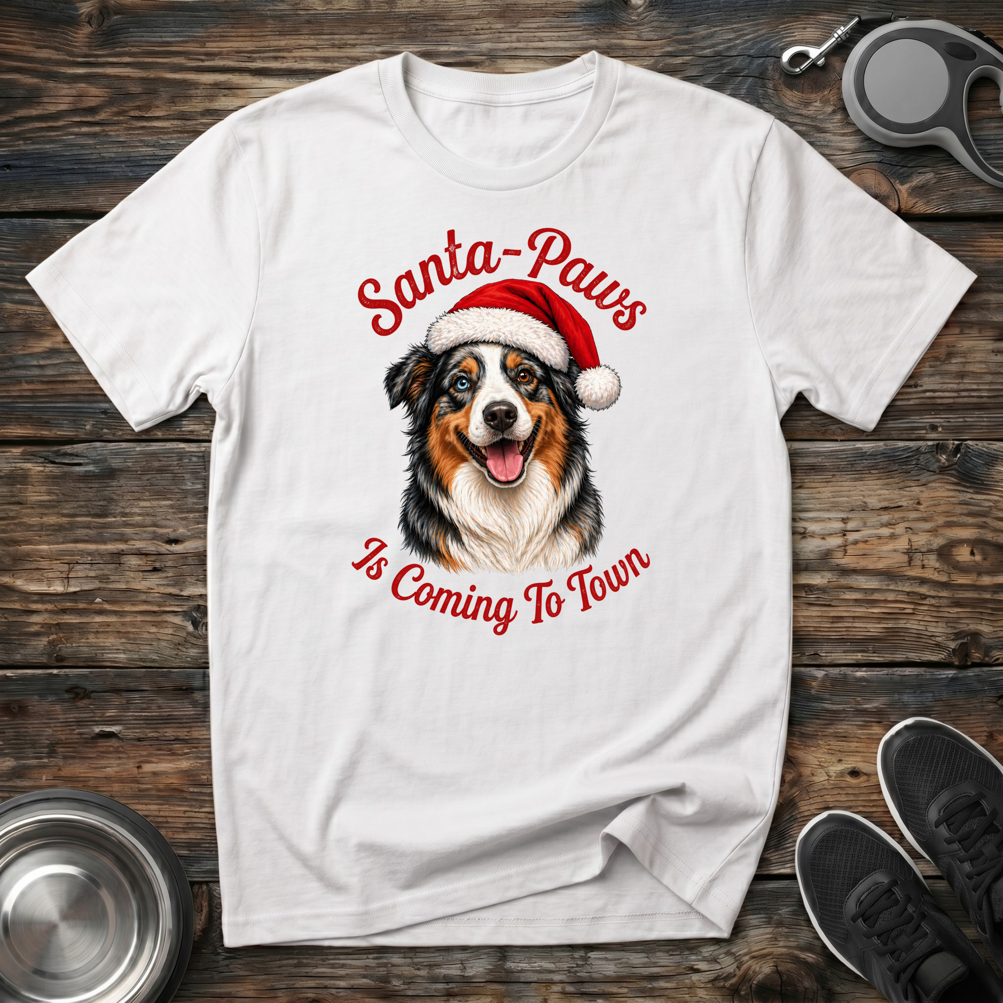 Santa Paws is Coming to Town T-Shirt | Funny Christmas Dog Tee | Aussie Dog Mom Gift