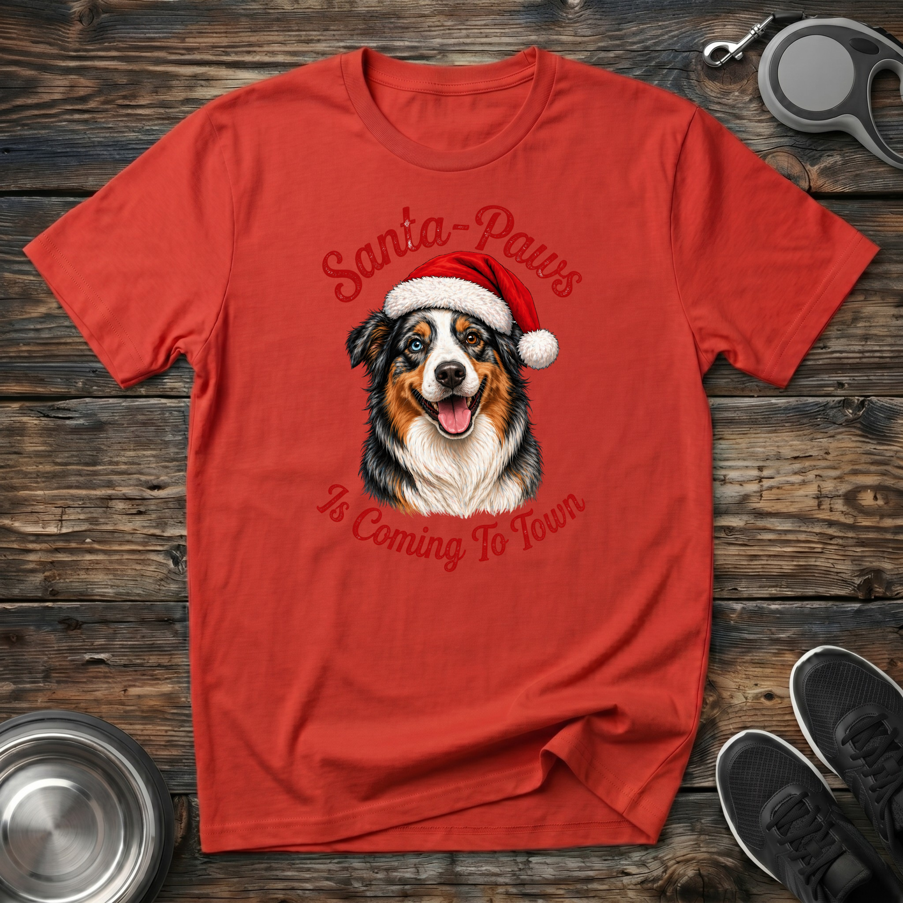 Santa Paws is Coming to Town T-Shirt | Funny Christmas Dog Tee | Aussie Dog Mom Gift