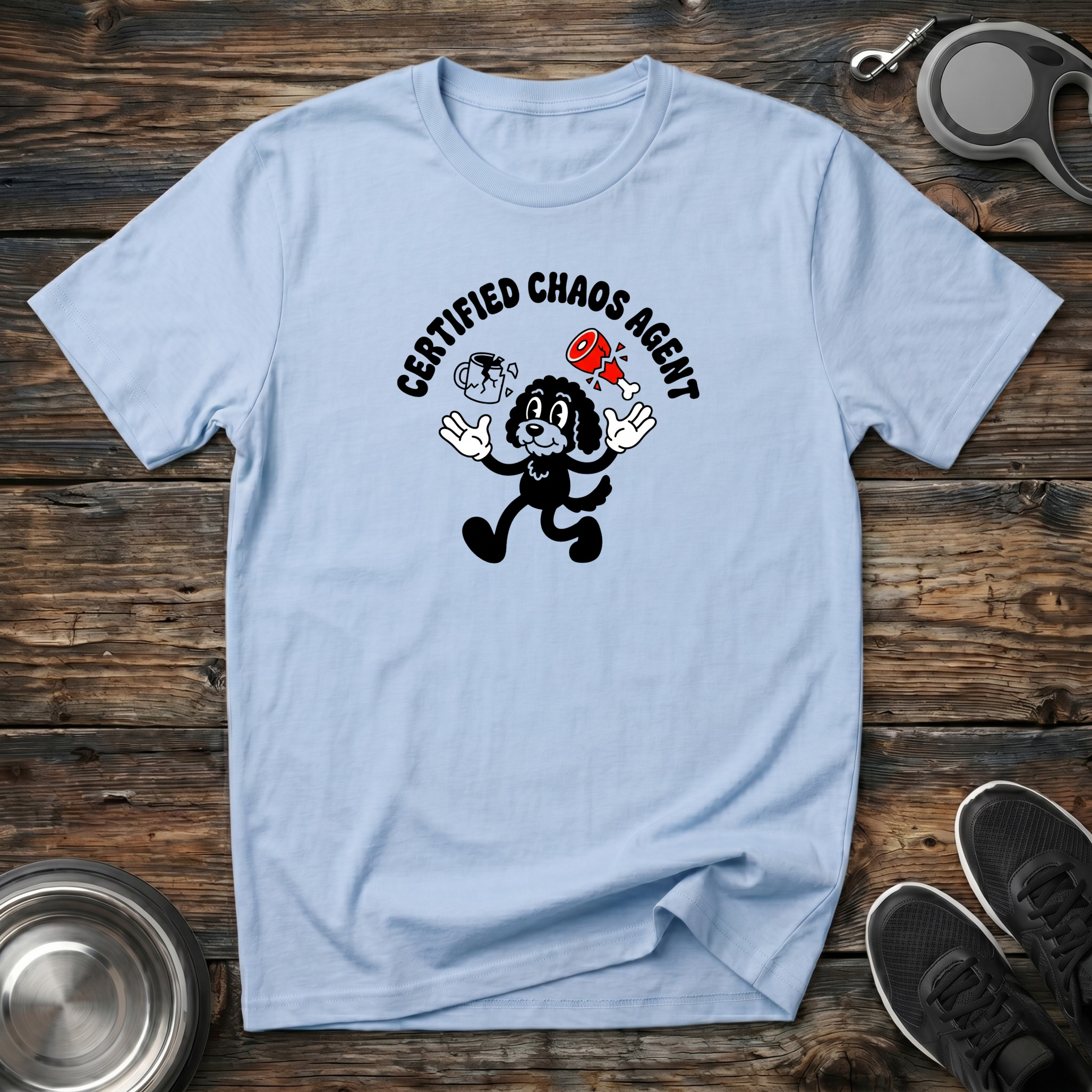 Certified Chaos Agent Dog T-Shirt | Funny Dog Lover Retro Tee | Dog Mom Dad Gift