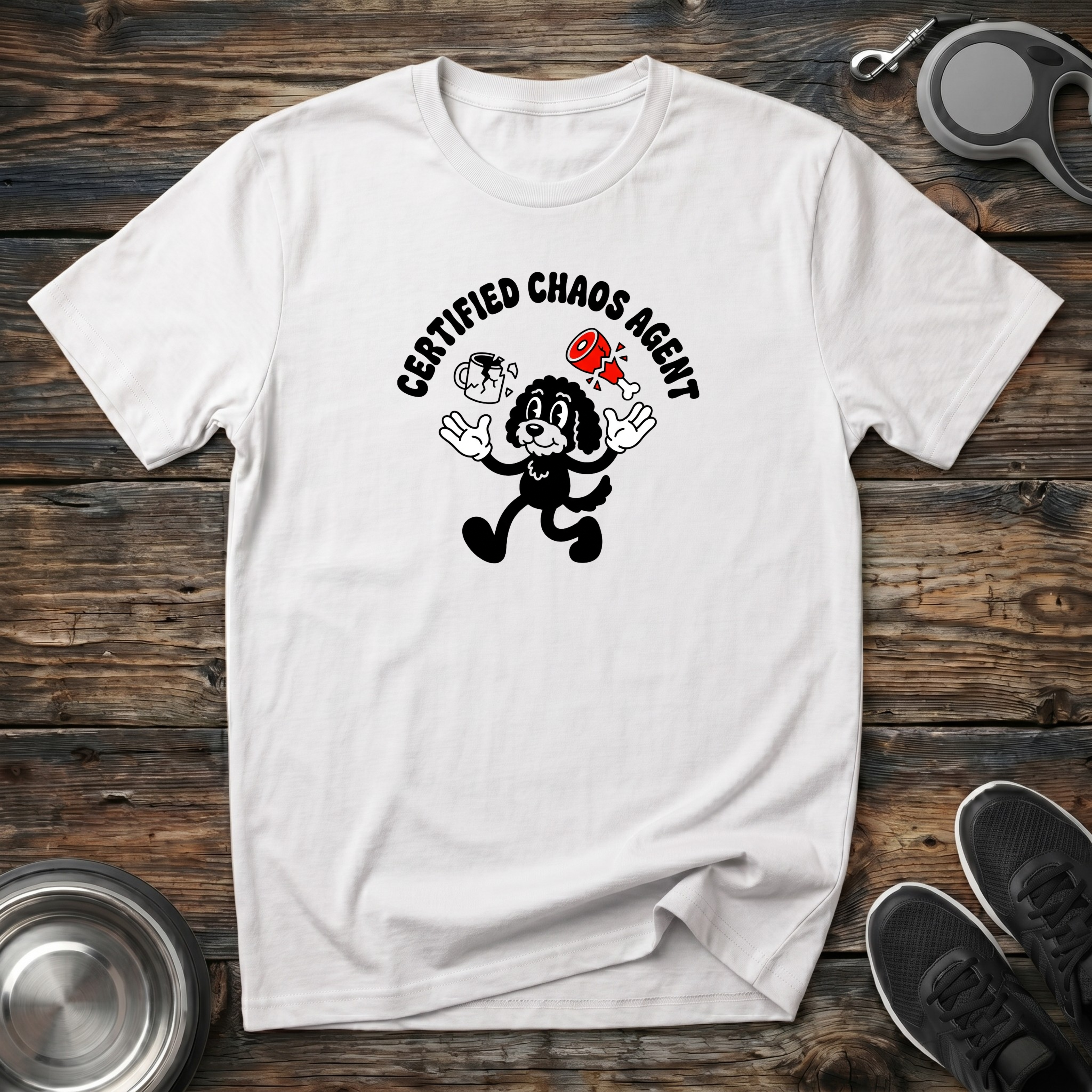 Certified Chaos Agent Dog T-Shirt | Funny Dog Lover Retro Tee | Dog Mom Dad Gift