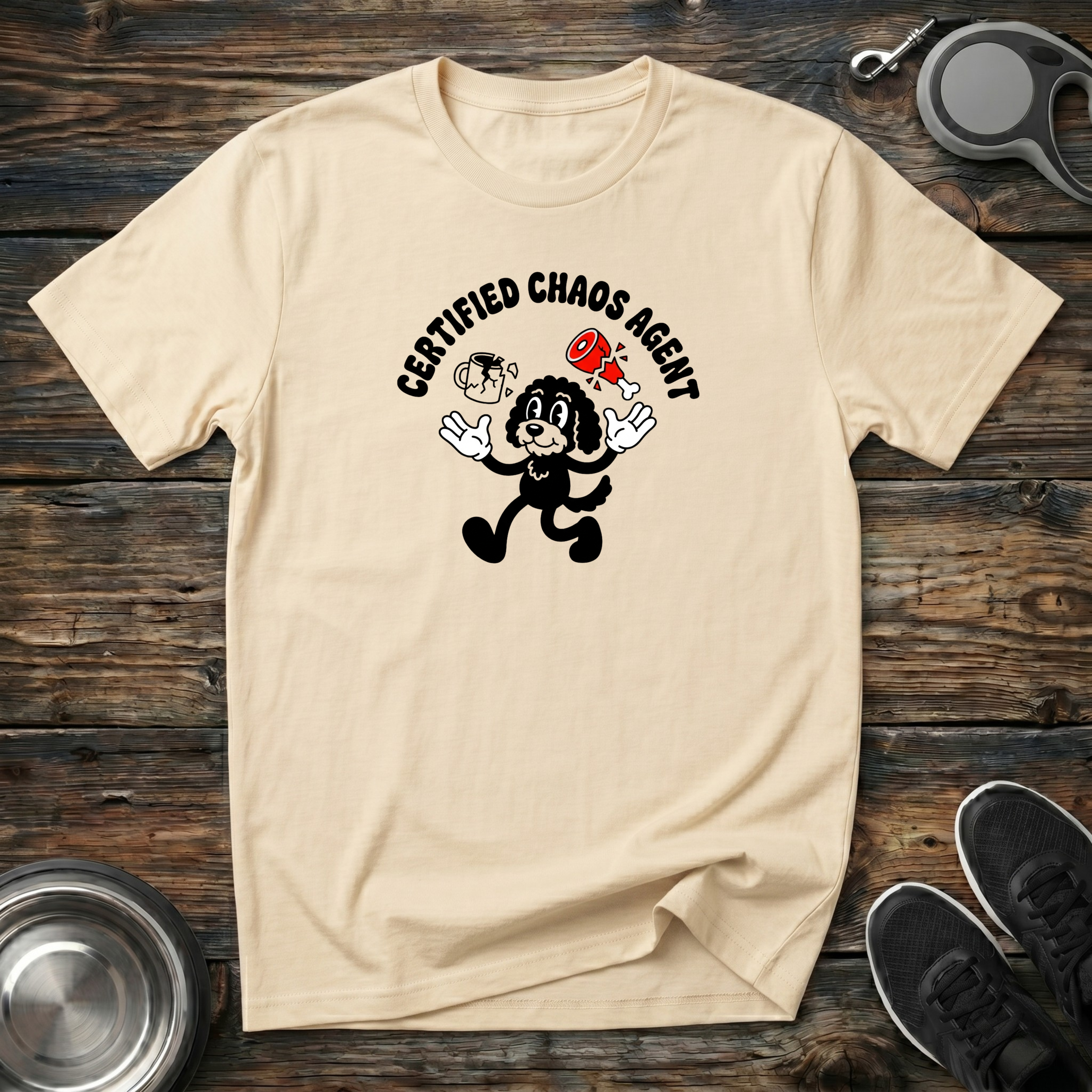 Certified Chaos Agent Dog T-Shirt | Funny Dog Lover Retro Tee | Dog Mom Dad Gift