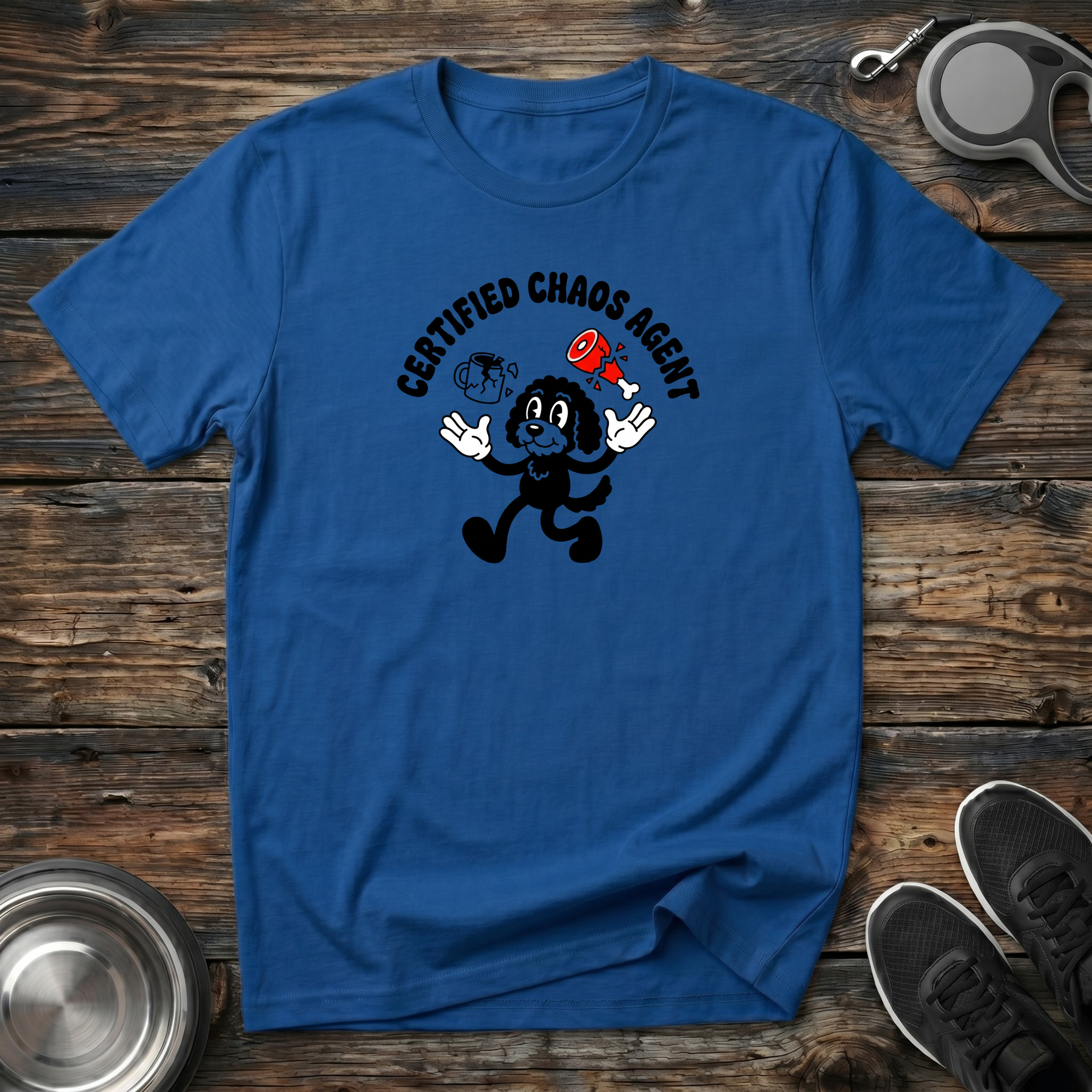Certified Chaos Agent Dog T-Shirt | Funny Dog Lover Retro Tee | Dog Mom Dad Gift