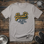 Bestie My Best Friend Has Fur Funny Dog Lover T-Shirt – Bold Paw Print Graphic Tee for Dog Moms & Best Friend Gift
