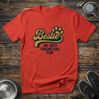Bestie My Best Friend Has Fur Funny Dog Lover T-Shirt – Bold Paw Print Graphic Tee for Dog Moms & Best Friend Gift