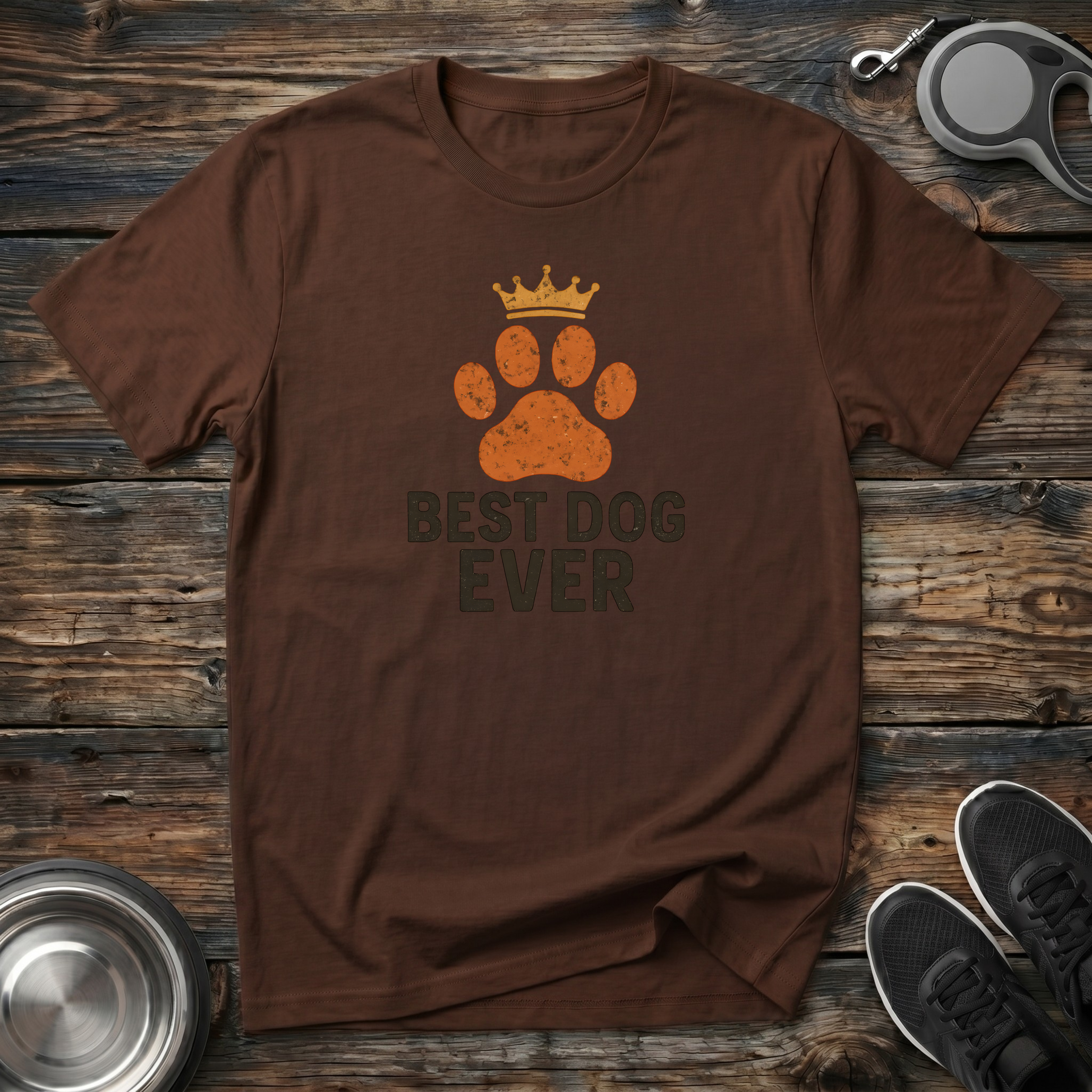 Best Dog Ever Crowned Paw Print T-Shirt – Funny Dog Lover Graphic Tee for Dog Moms, Dog Dads & Pet Parents