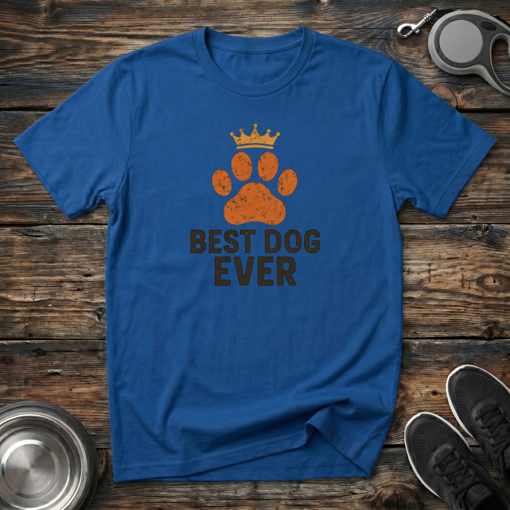Best Dog Ever Crowned Paw Print T-Shirt – Funny Dog Lover Graphic Tee for Dog Moms, Dog Dads & Pet Parents