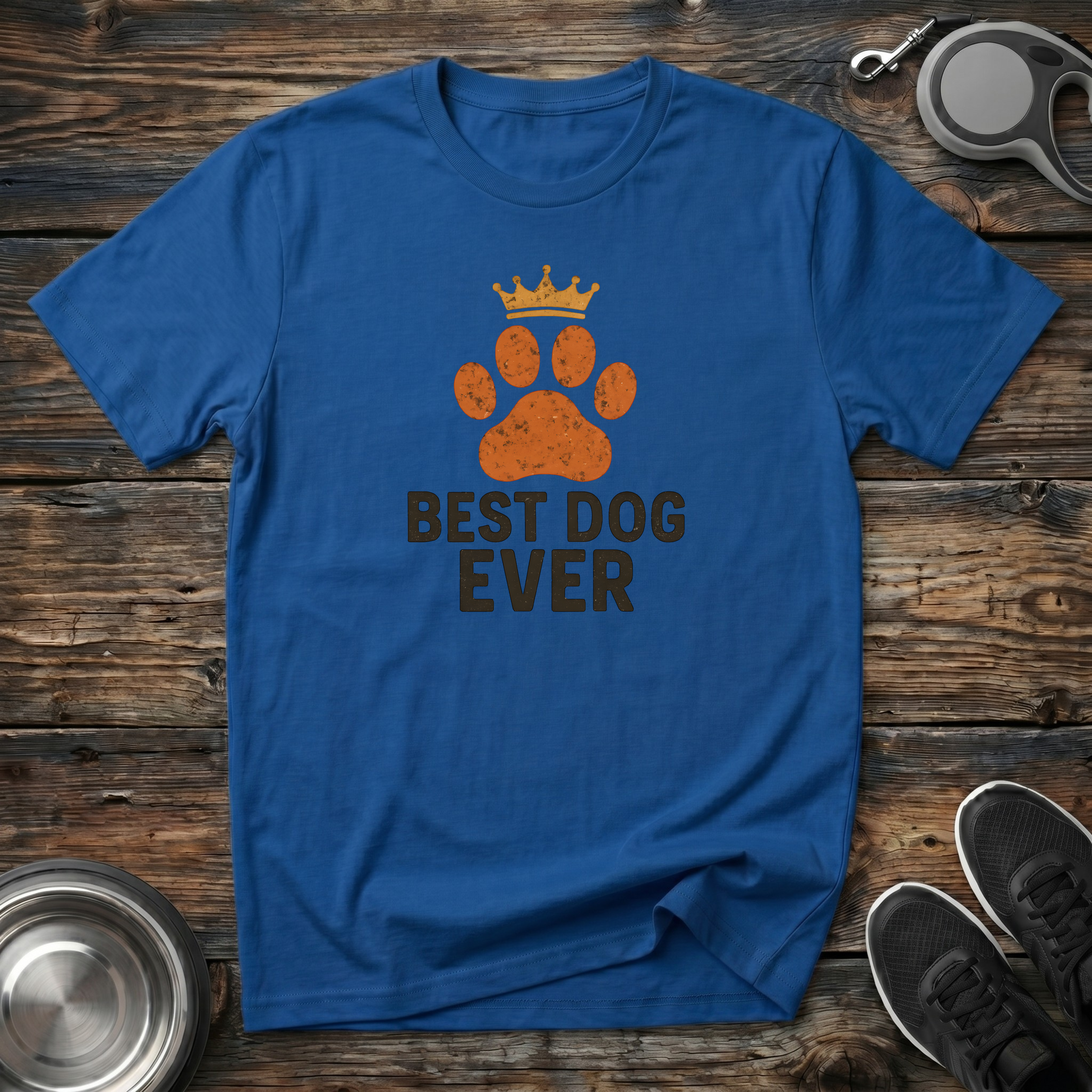 Best Dog Ever Crowned Paw Print T-Shirt – Funny Dog Lover Graphic Tee for Dog Moms, Dog Dads & Pet Parents