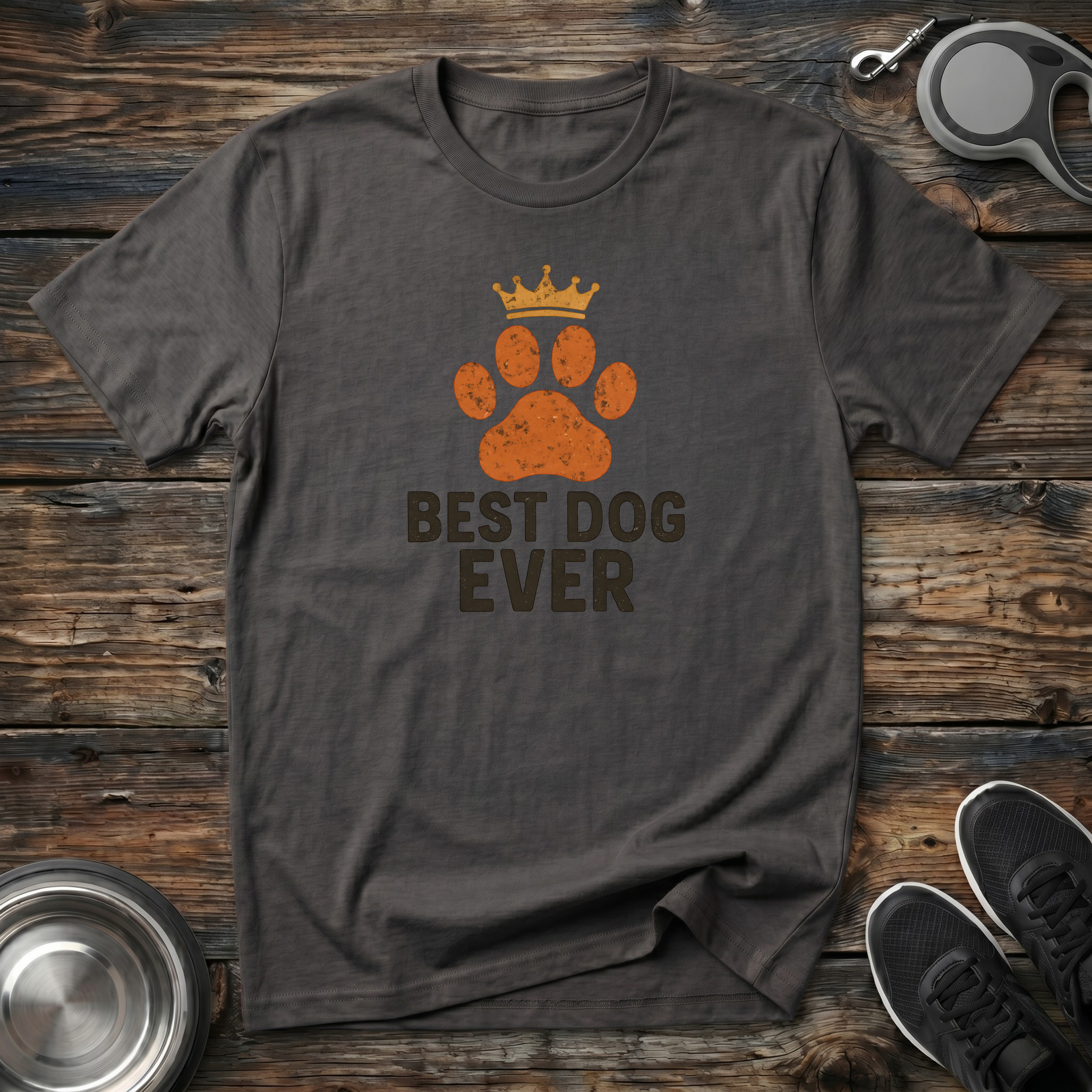 Best Dog Ever Crowned Paw Print T-Shirt – Funny Dog Lover Graphic Tee for Dog Moms, Dog Dads & Pet Parents