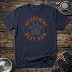 My Dog Is My Best Bud Vintage Circle Paw Print T-Shirt – Classic Dog Lover Graphic Tee for Dog Moms, Dog Dads & Loyal Pet Parents
