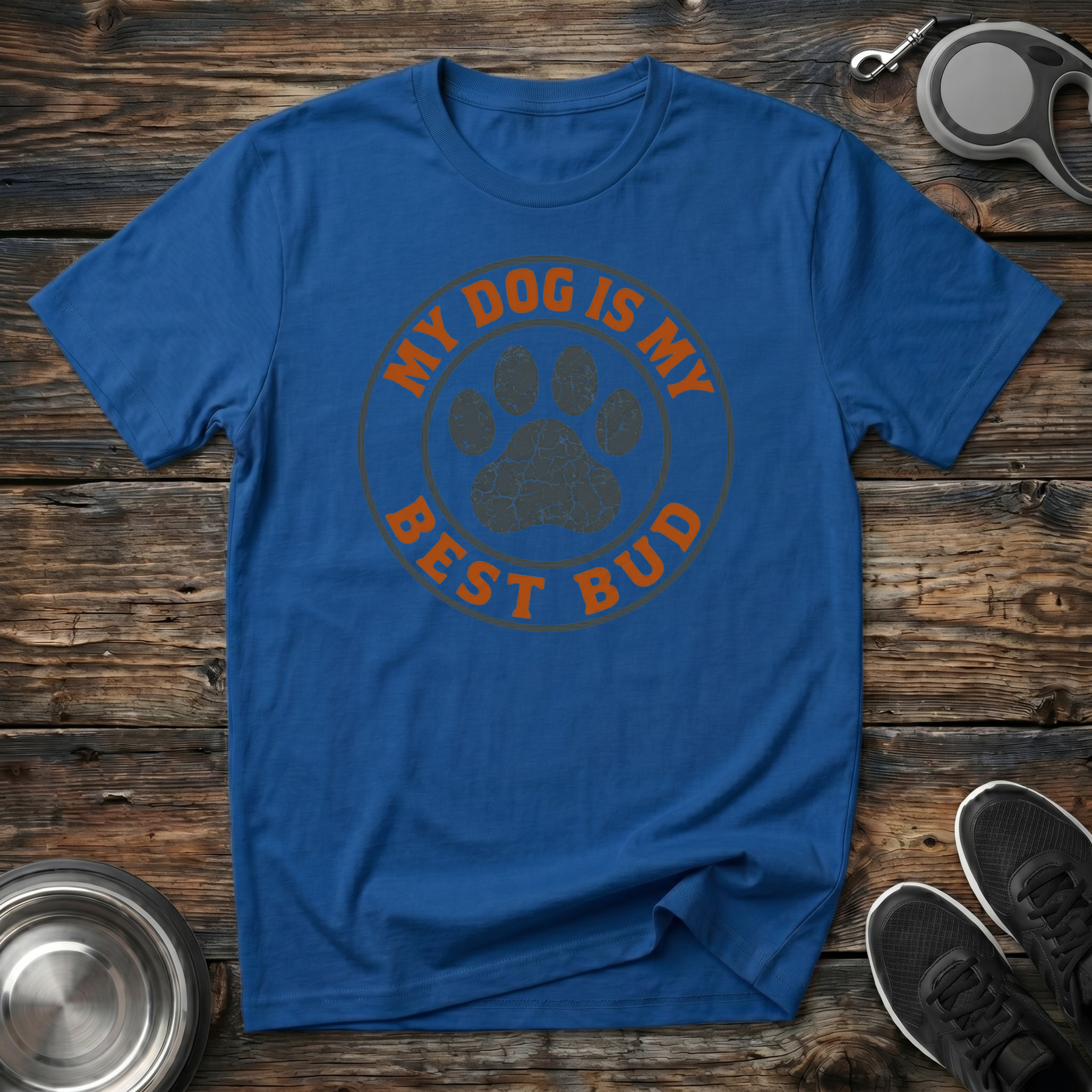 My Dog Is My Best Bud Vintage Circle Paw Print T-Shirt – Classic Dog Lover Graphic Tee for Dog Moms, Dog Dads & Loyal Pet Parents