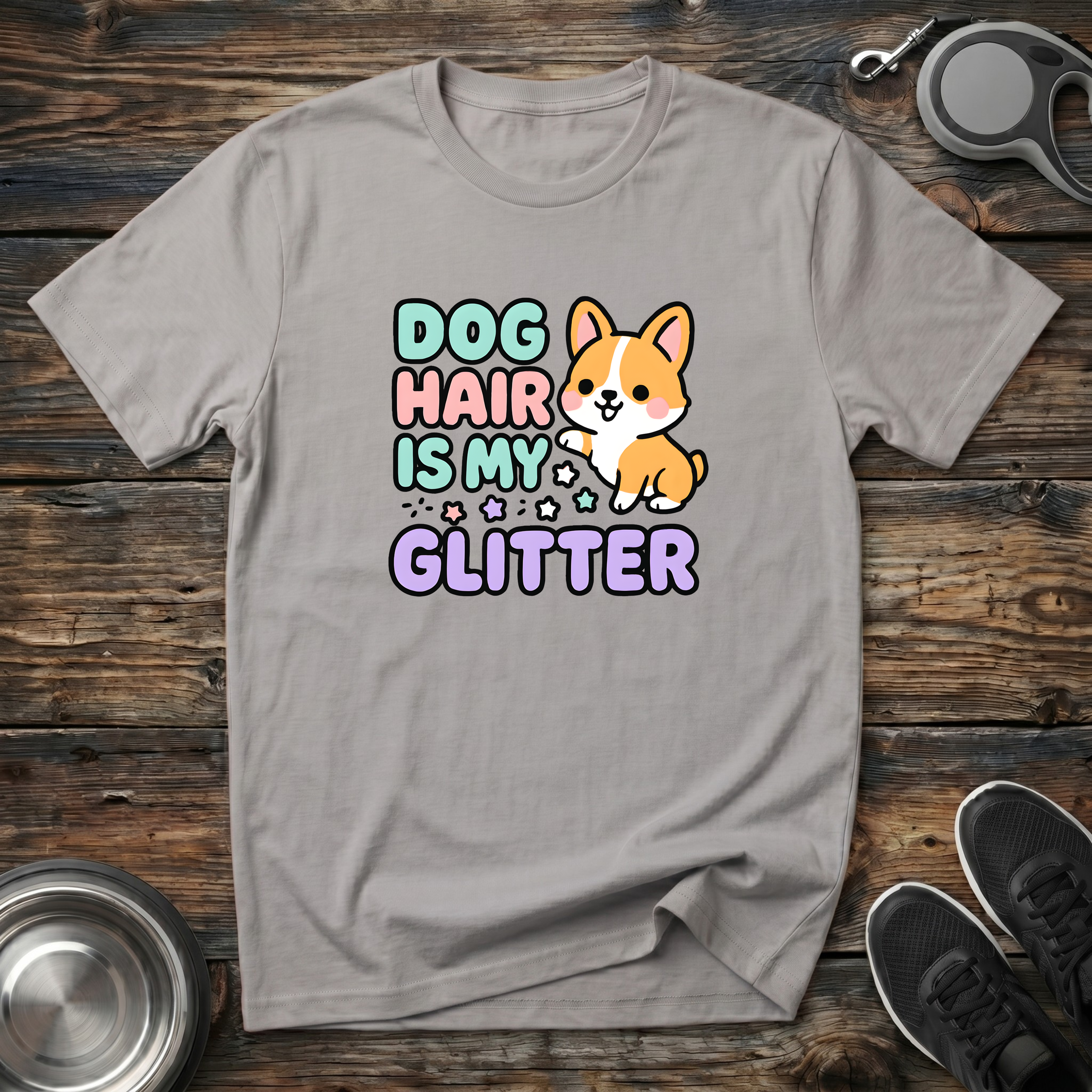 Dog Hair Is My Glitter – Cute Corgi Graphic Tee for Dog Moms & Dog Lovers