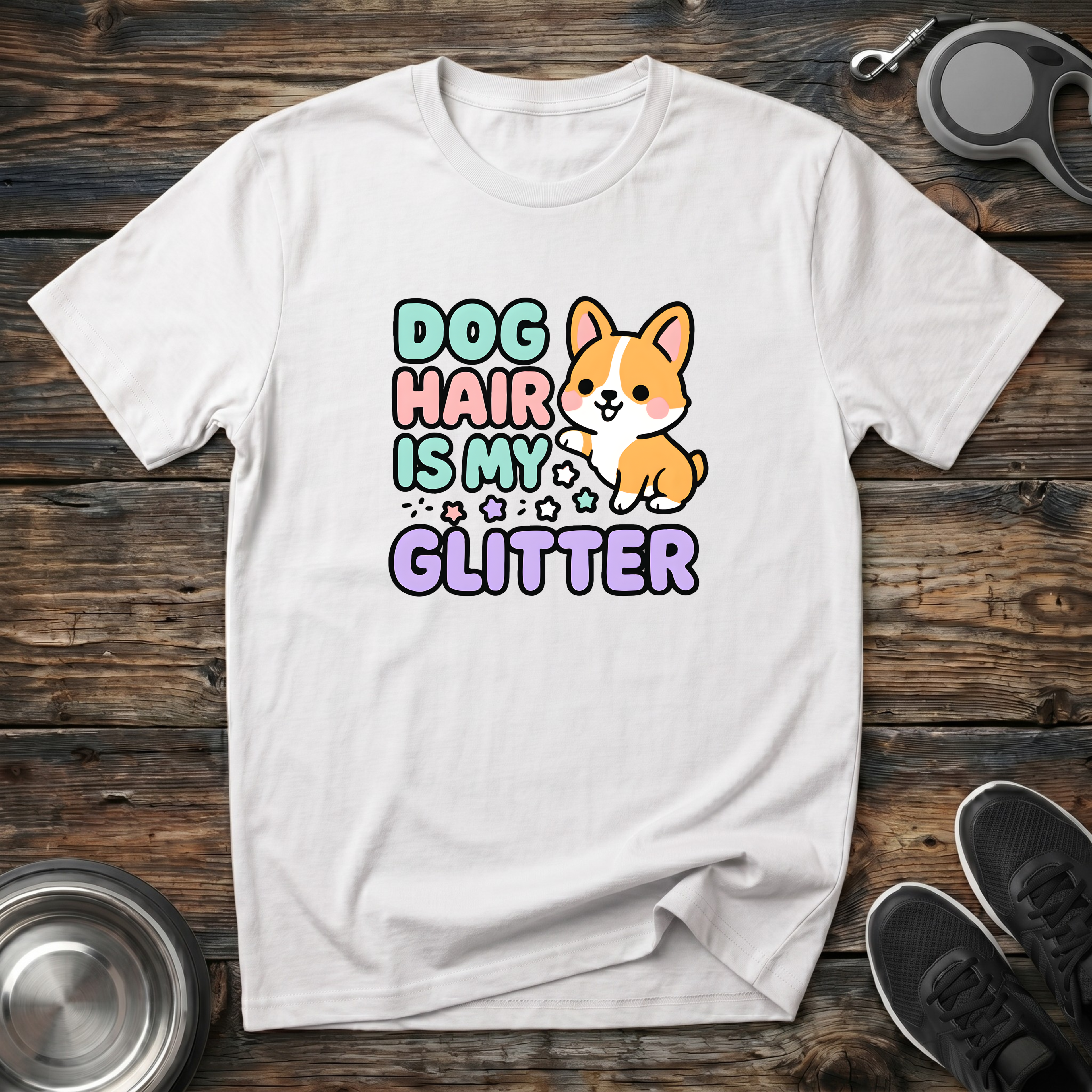 Dog Hair Is My Glitter – Cute Corgi Graphic Tee for Dog Moms & Dog Lovers