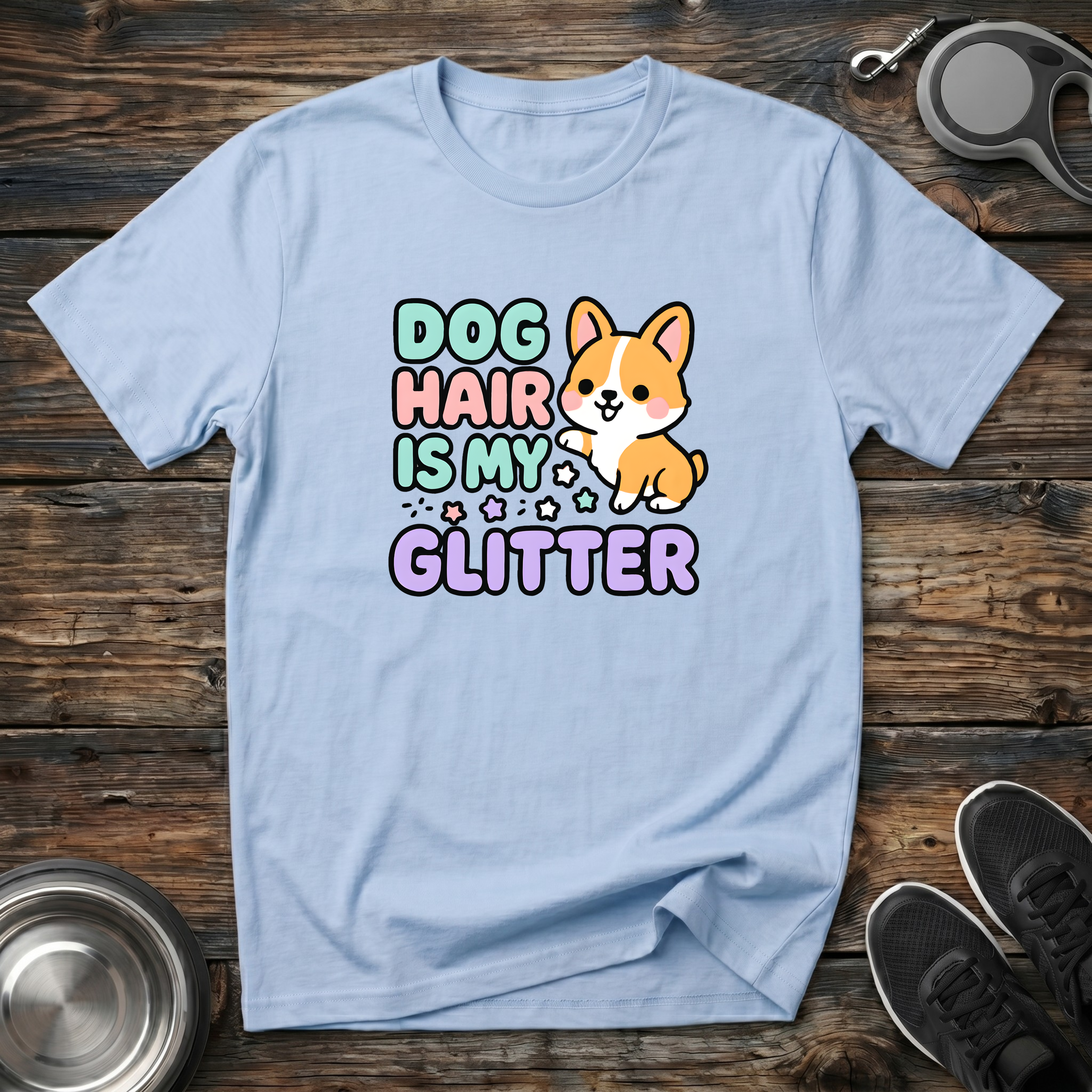 Dog Hair Is My Glitter – Cute Corgi Graphic Tee for Dog Moms & Dog Lovers