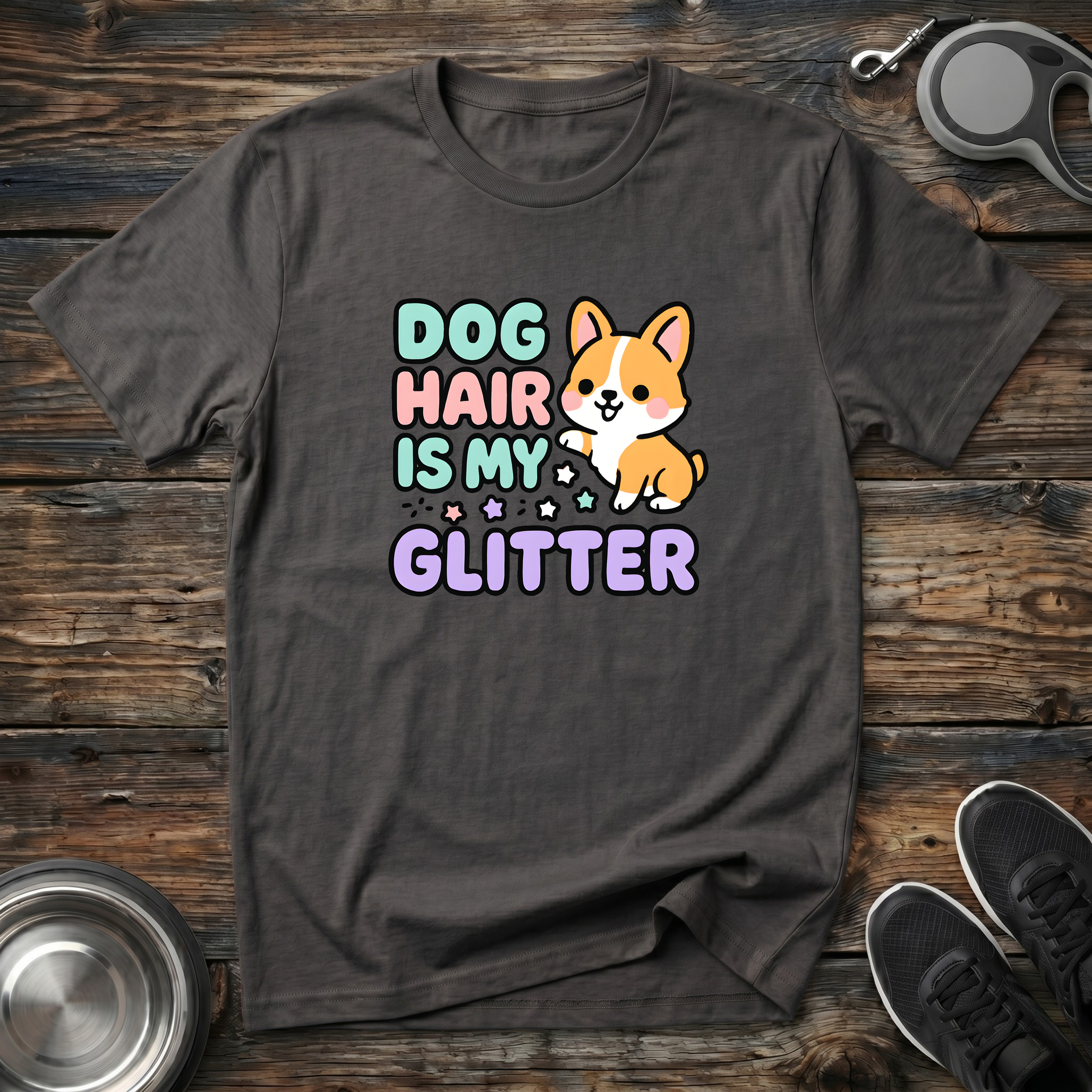 Dog Hair Is My Glitter – Cute Corgi Graphic Tee for Dog Moms & Dog Lovers
