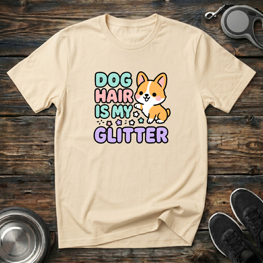 Dog Hair Is My Glitter – Cute Corgi Graphic Tee for Dog Moms & Dog Lovers