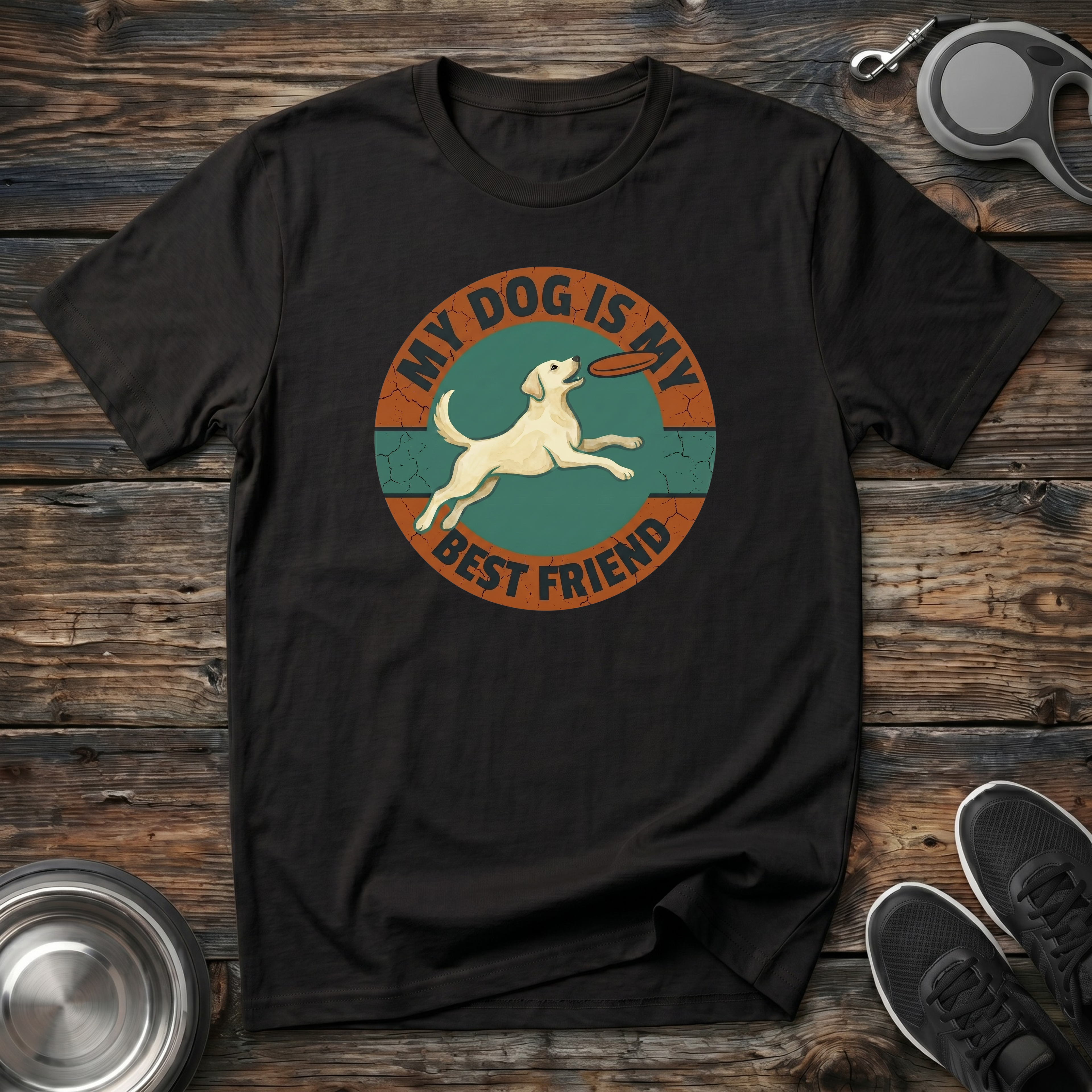 My Dog Is My Best Friend Vintage Badge T-Shirt – Retro Labrador Graphic Tee for Dog Lovers & Loyal Dog Parents