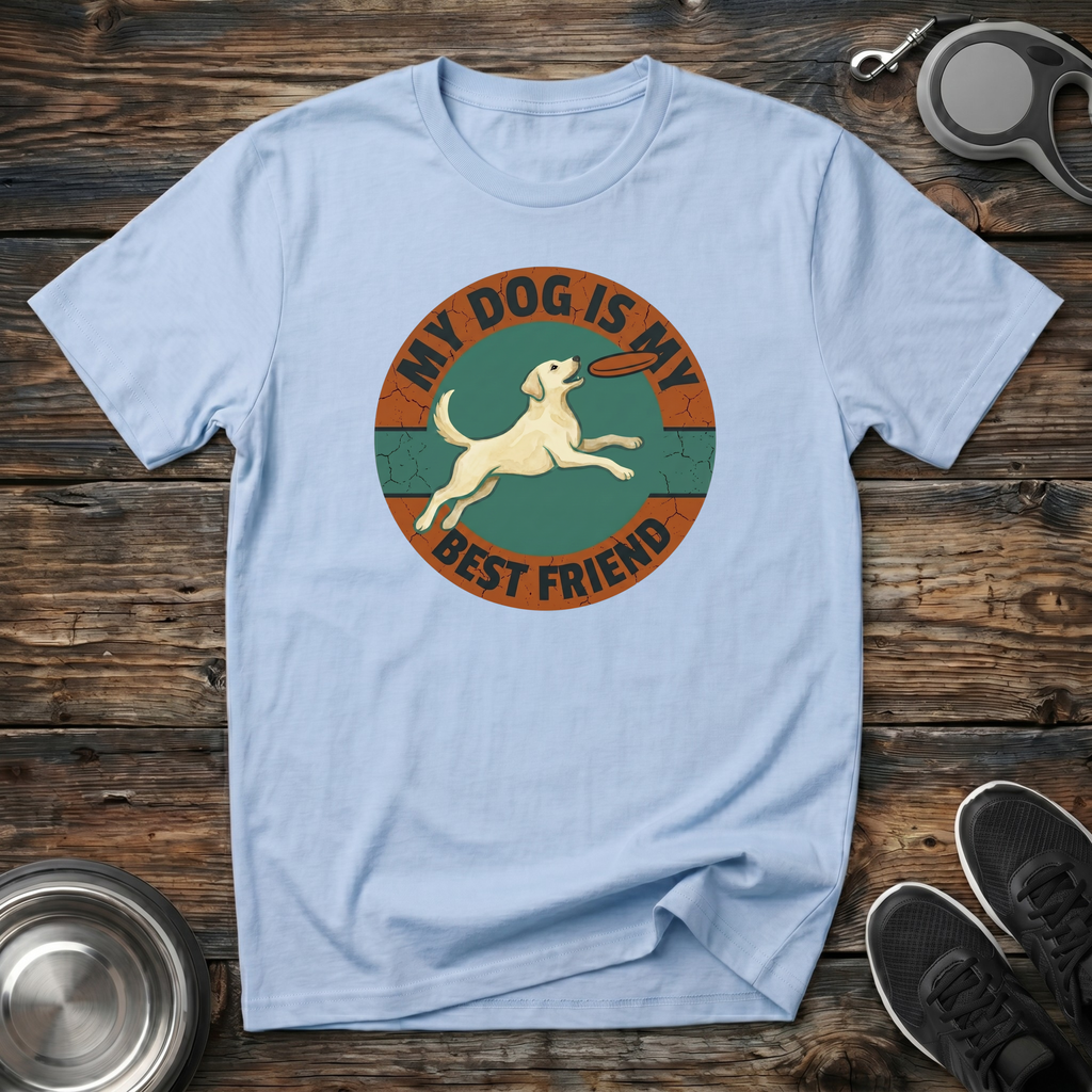 My Dog Is My Best Friend Vintage Badge T-Shirt – Retro Labrador Graphic Tee for Dog Lovers & Loyal Dog Parents