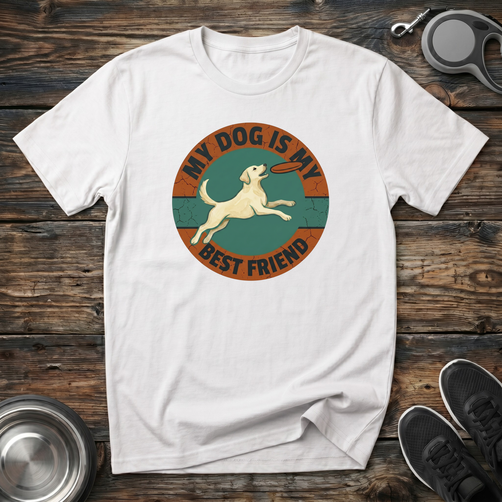 My Dog Is My Best Friend Vintage Badge T-Shirt – Retro Labrador Graphic Tee for Dog Lovers & Loyal Dog Parents