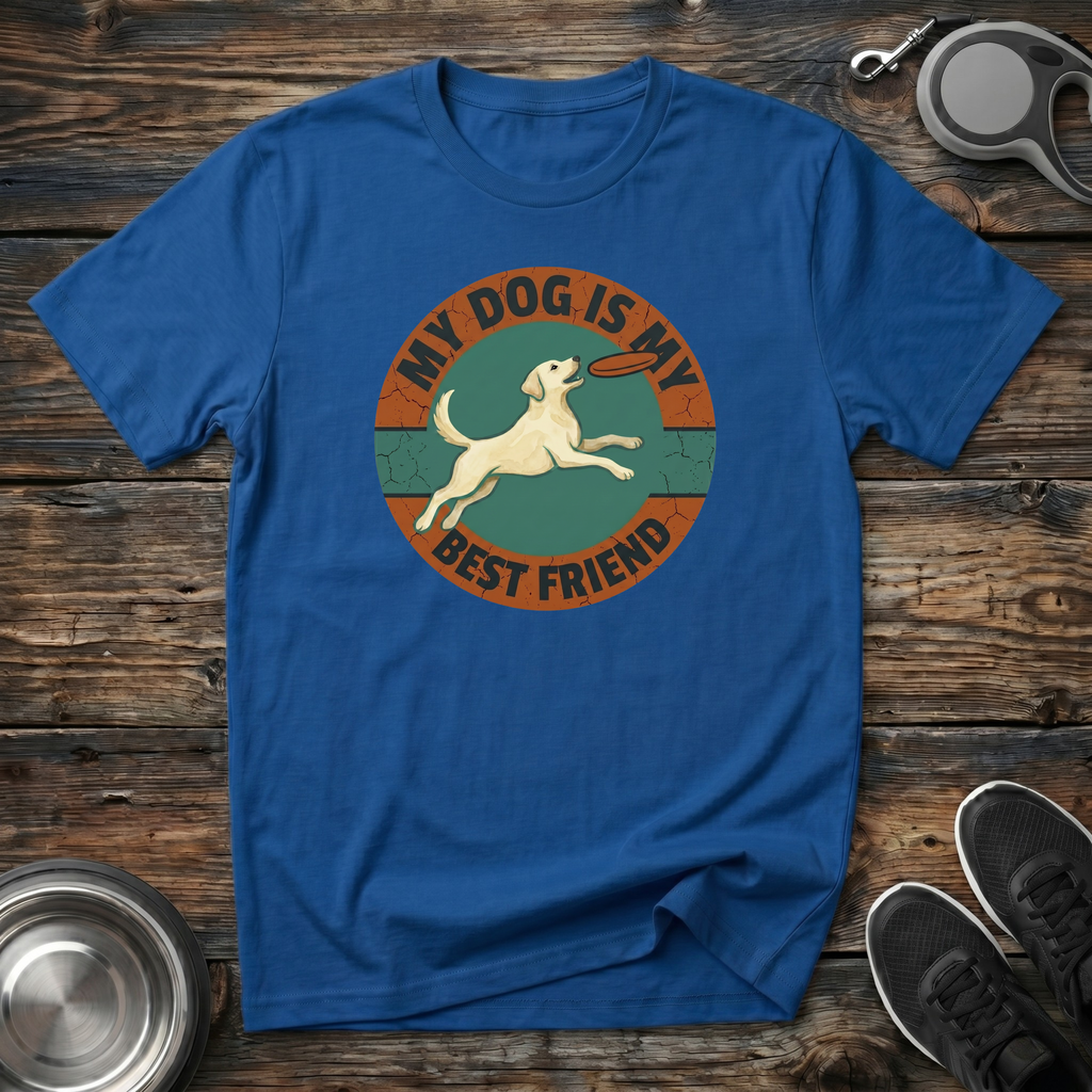 My Dog Is My Best Friend Vintage Badge T-Shirt – Retro Labrador Graphic Tee for Dog Lovers & Loyal Dog Parents