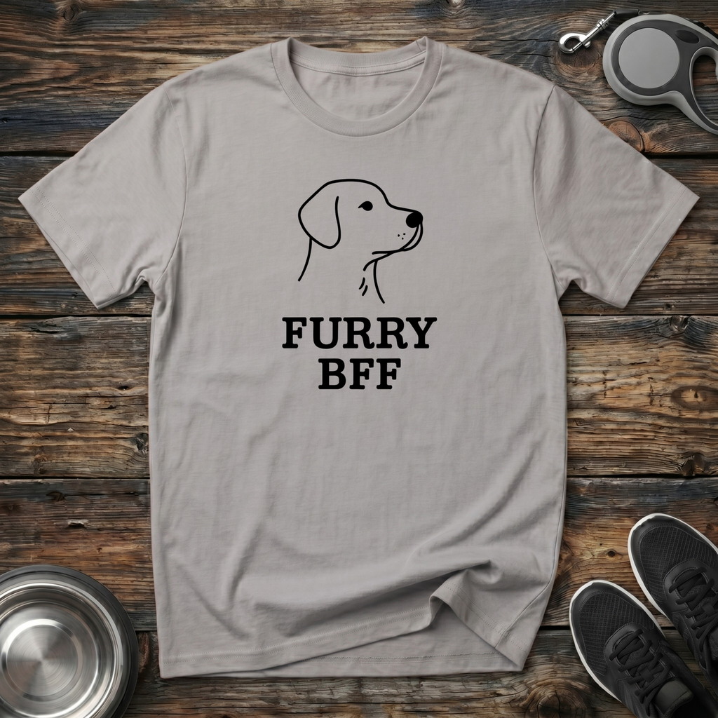 Furry BFF Minimalist Dog Line Art T-Shirt – Simple Dog Lover Graphic Tee for Dog Moms, Dog Dads & Best Friend Gift