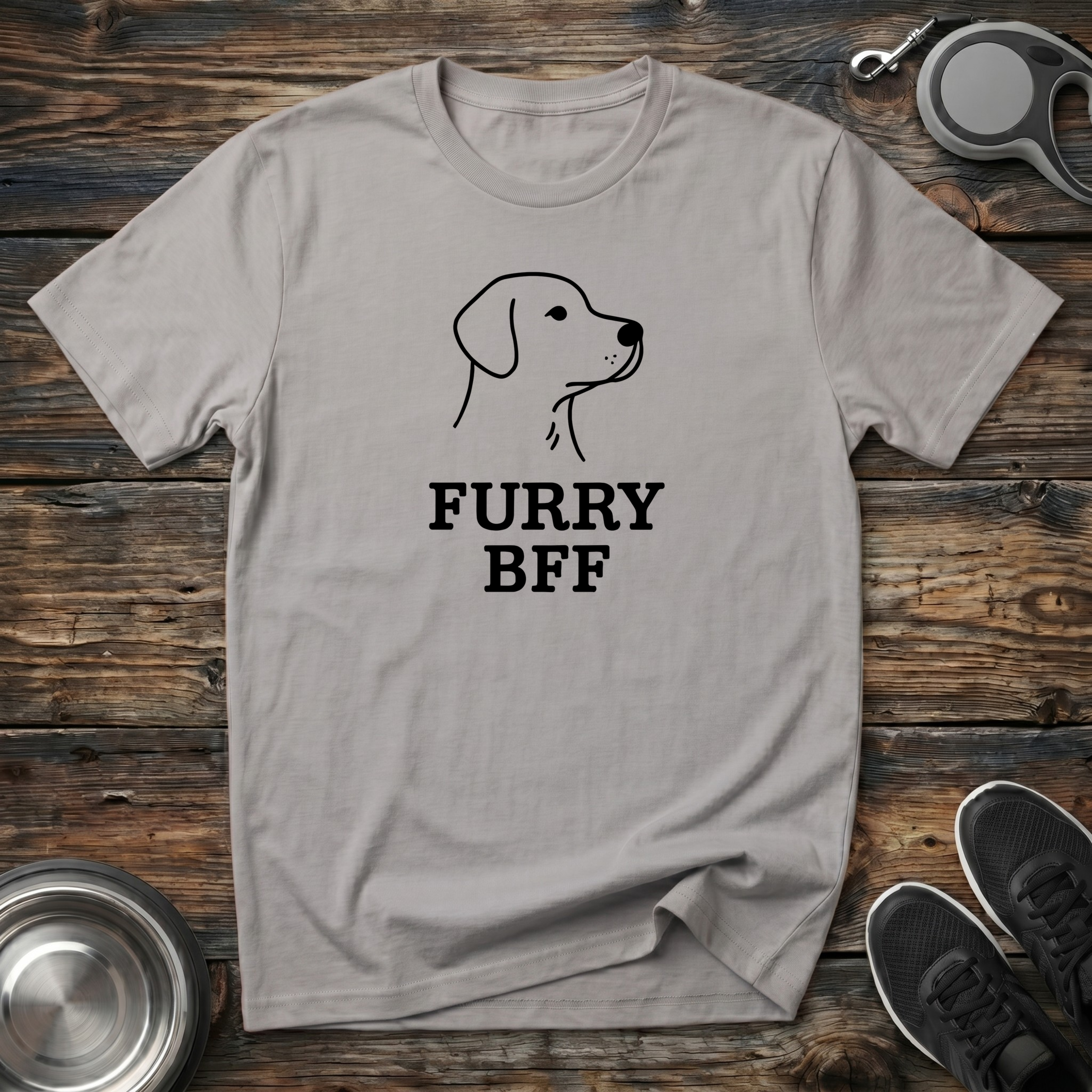 Furry BFF Minimalist Dog Line Art T-Shirt – Simple Dog Lover Graphic Tee for Dog Moms, Dog Dads & Best Friend Gift