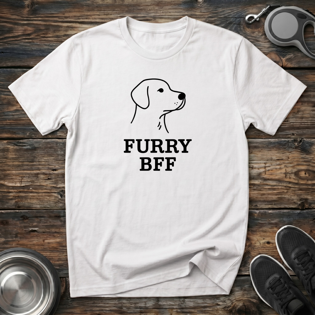 Furry BFF Minimalist Dog Line Art T-Shirt – Simple Dog Lover Graphic Tee for Dog Moms, Dog Dads & Best Friend Gift