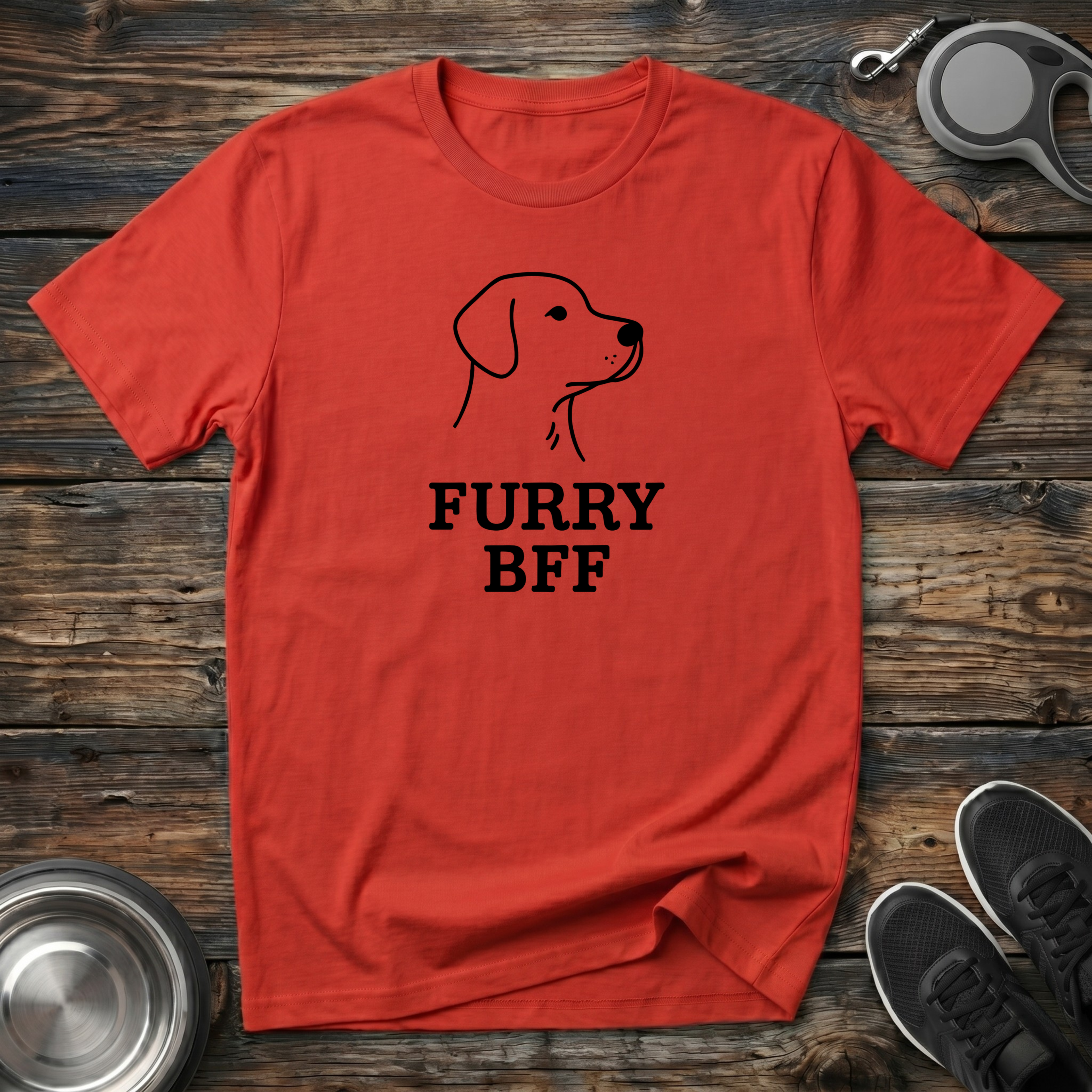 Furry BFF Minimalist Dog Line Art T-Shirt – Simple Dog Lover Graphic Tee for Dog Moms, Dog Dads & Best Friend Gift