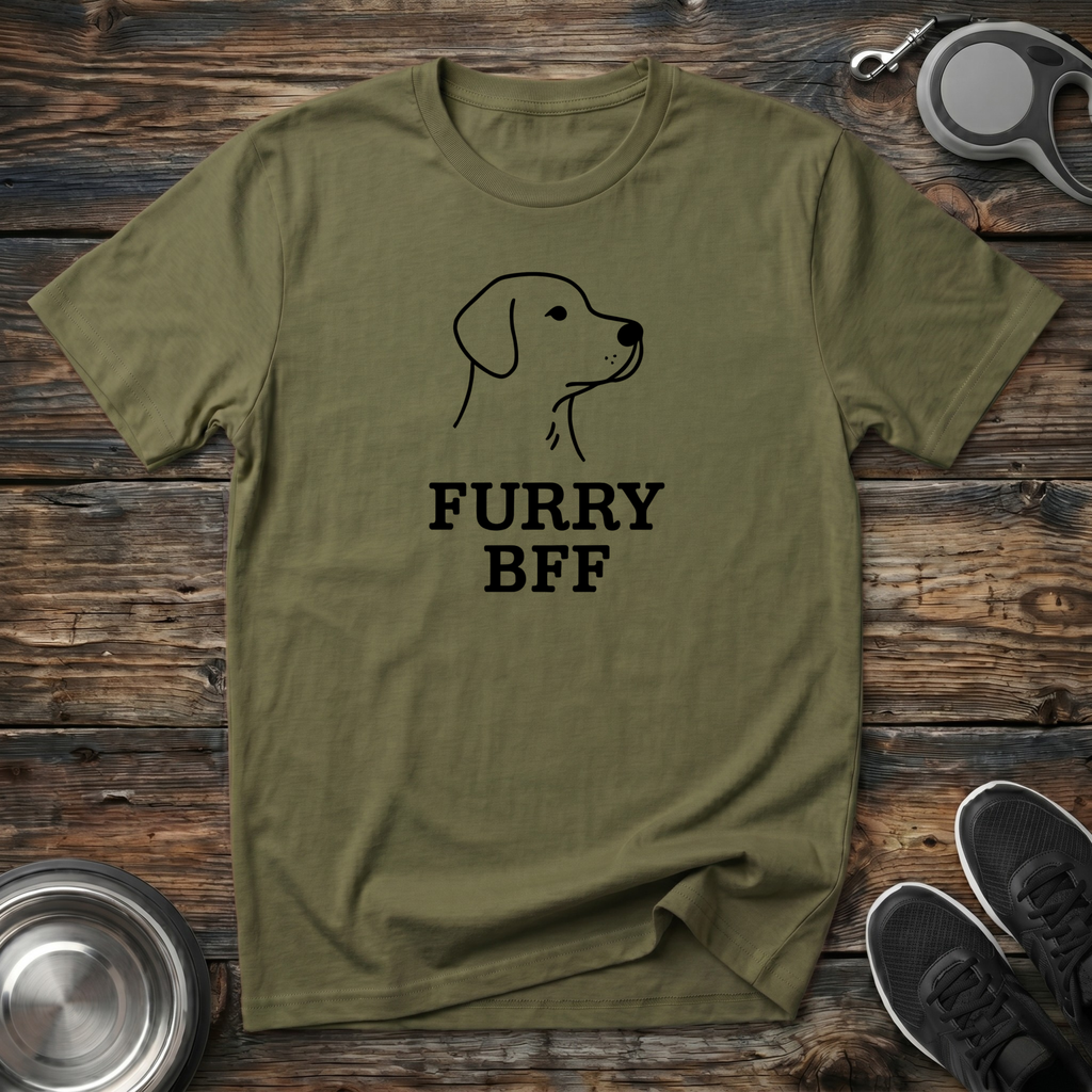 Furry BFF Minimalist Dog Line Art T-Shirt – Simple Dog Lover Graphic Tee for Dog Moms, Dog Dads & Best Friend Gift